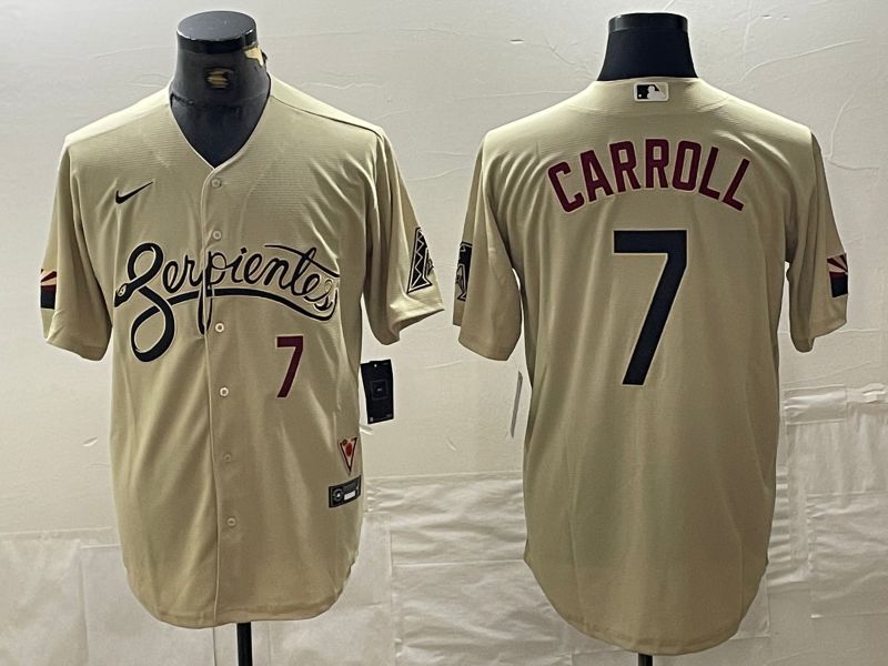 Men Arizona Diamondback #7 Carroll Cream Game Nike 2024 MLB Jersey style 1->arizona diamondback->MLB Jersey